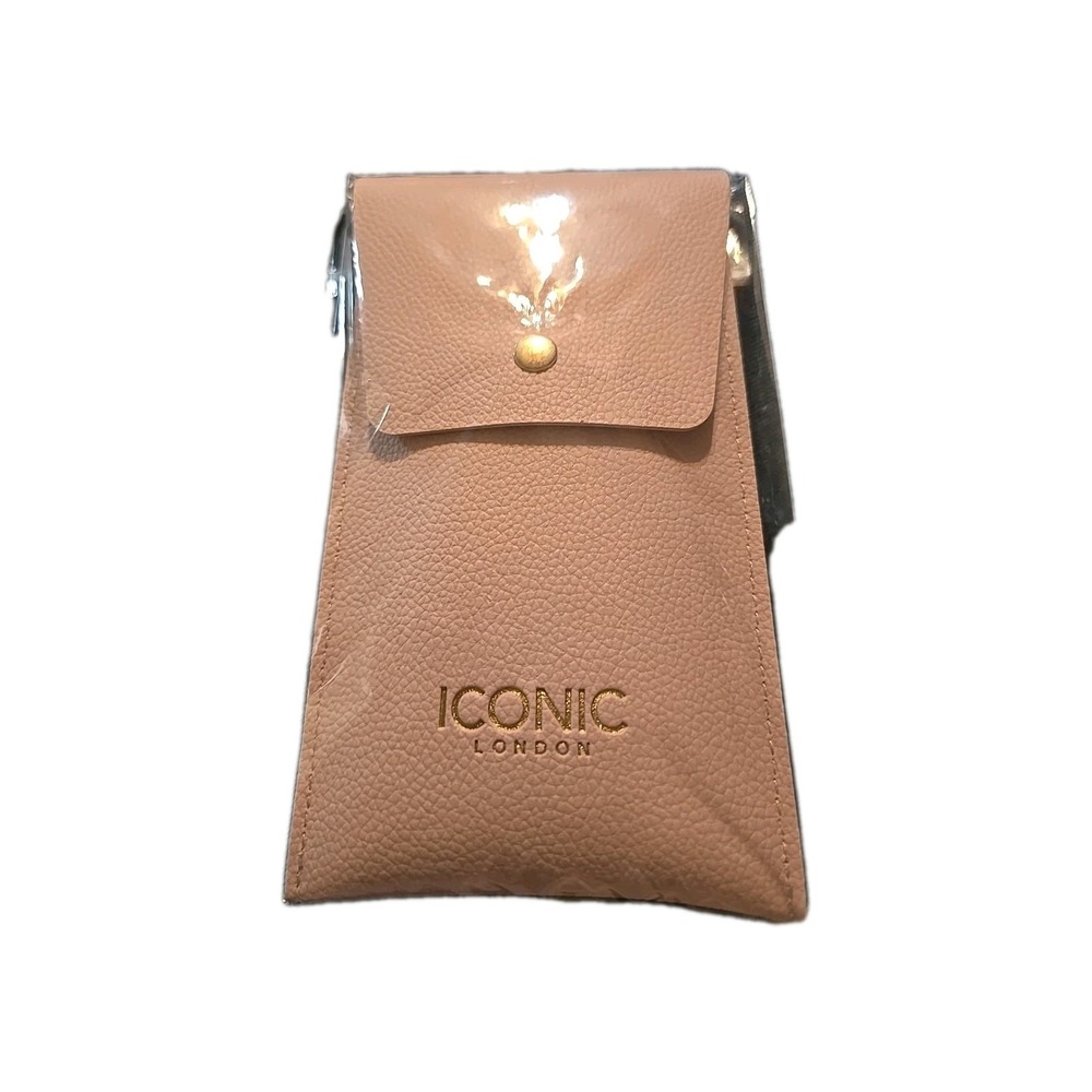 ICONIC LONDON Pink "Handbag Glam" Face Brush Makeup Set Of 4-Travel Case